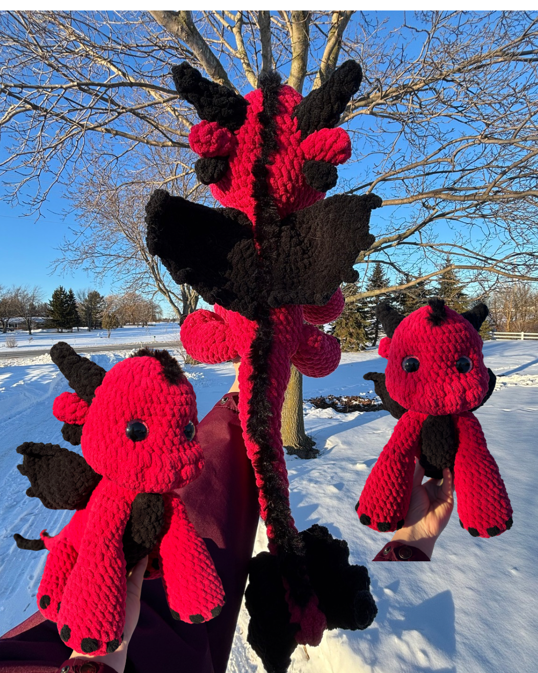 Red & Black Dragon Crochet Plush