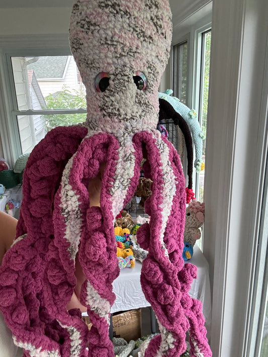 White & Pink Orla The Octopus Crochet Plush