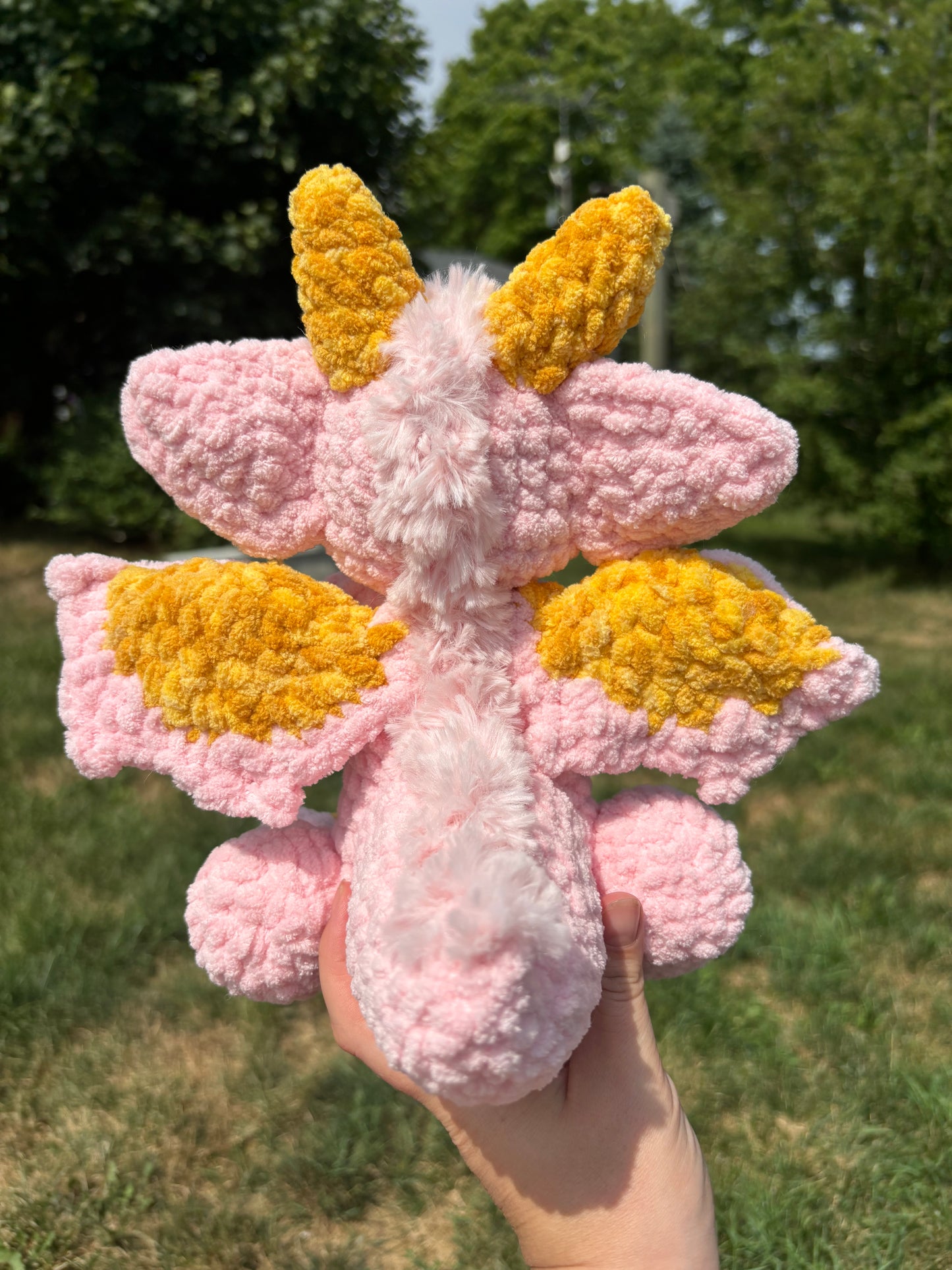 Pink & Gold Baby Dragon Crochet Plush