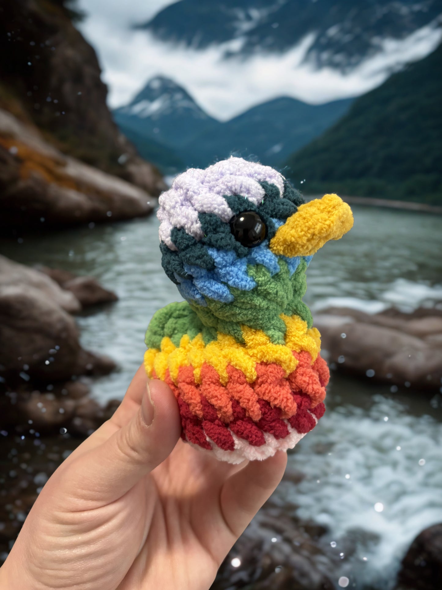 Rainbow Duck Crochet Plush