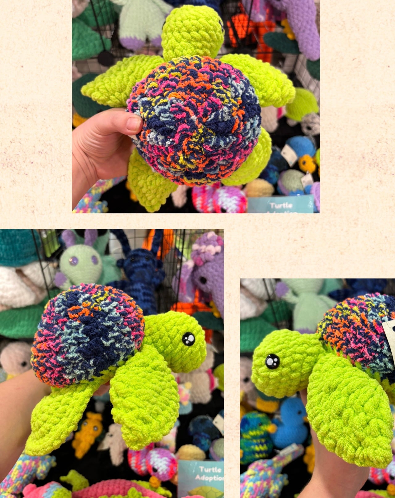 Neon & Green Sea Turtle Crochet Plush