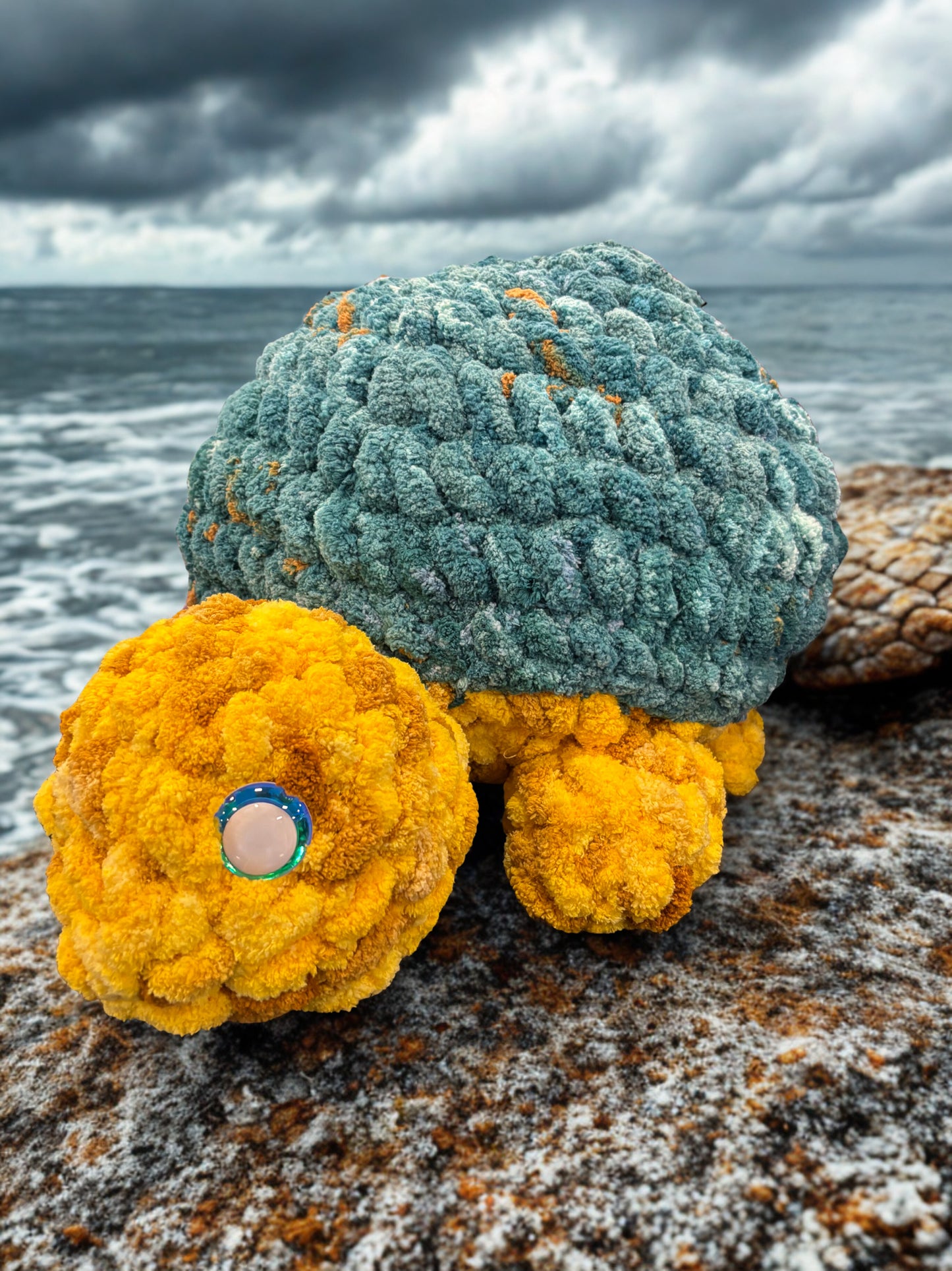 XL Ocean Teal Tortoise Crochet Plush