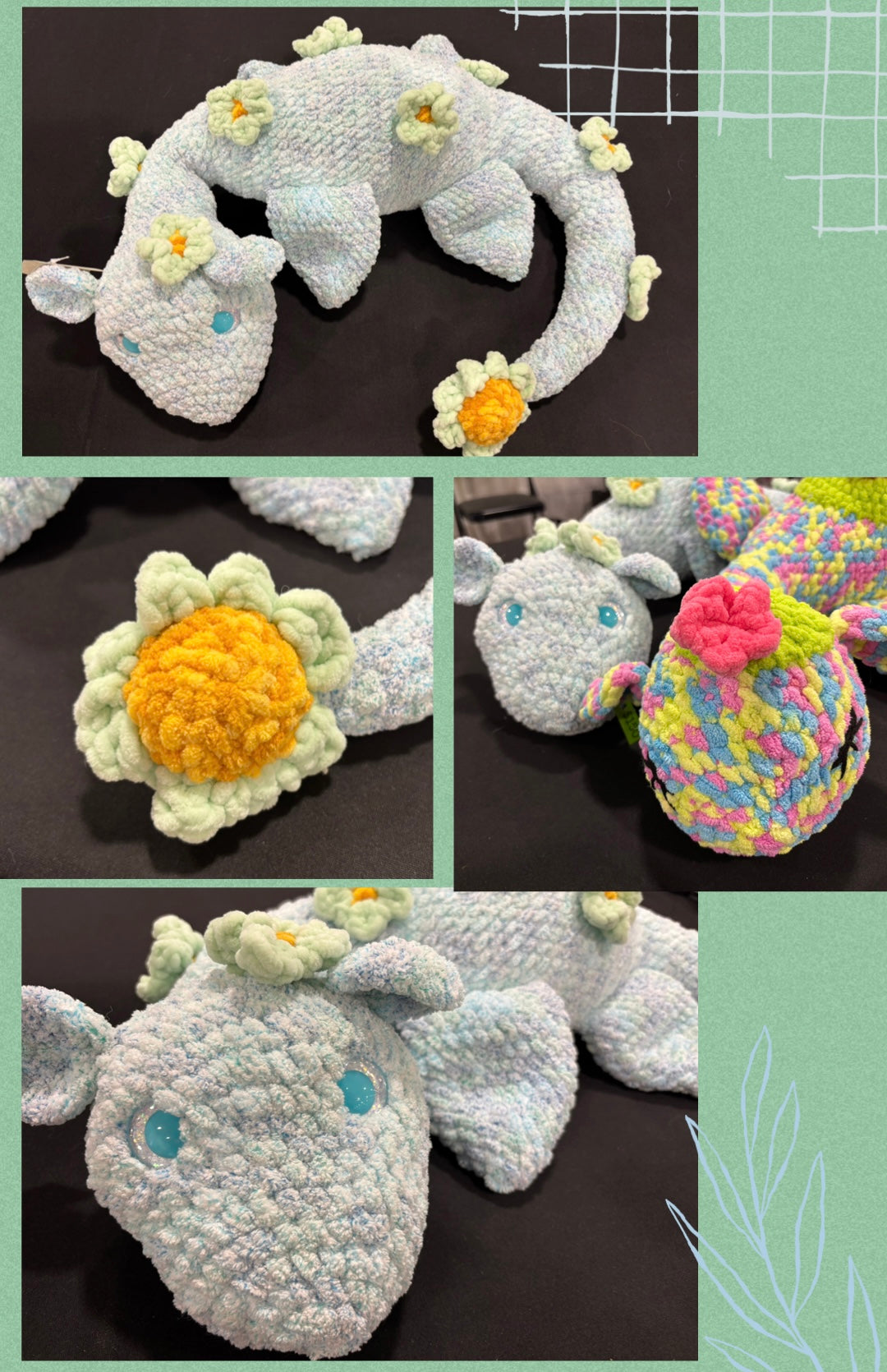 Blue Flower Plesiosaur Crochet Plush