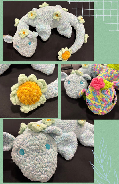 Blue Flower Plesiosaur Crochet Plush