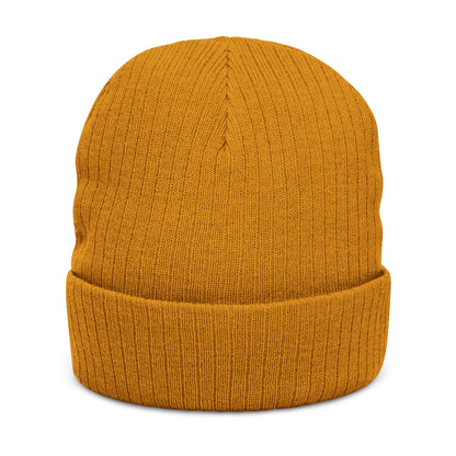 The Reptile Jungle Mustard Knit Beanie - Embroidered Cuffed Winter Hat