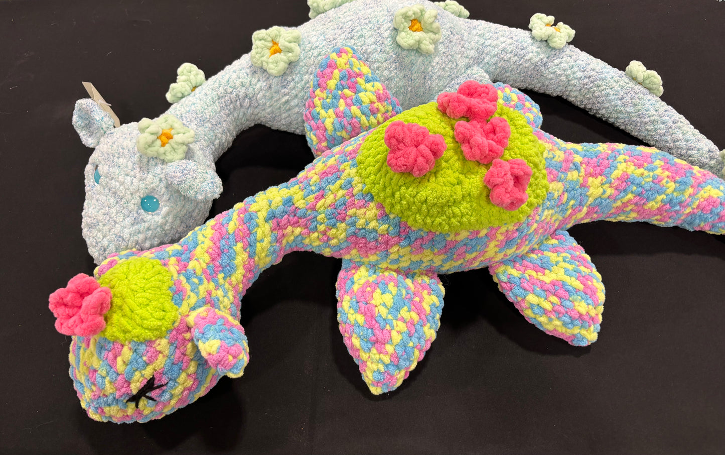 Blue Flower Plesiosaur Crochet Plush