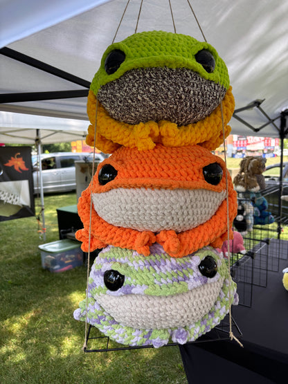 XL Jumbo Frog Crochet Plush: Green and Purple