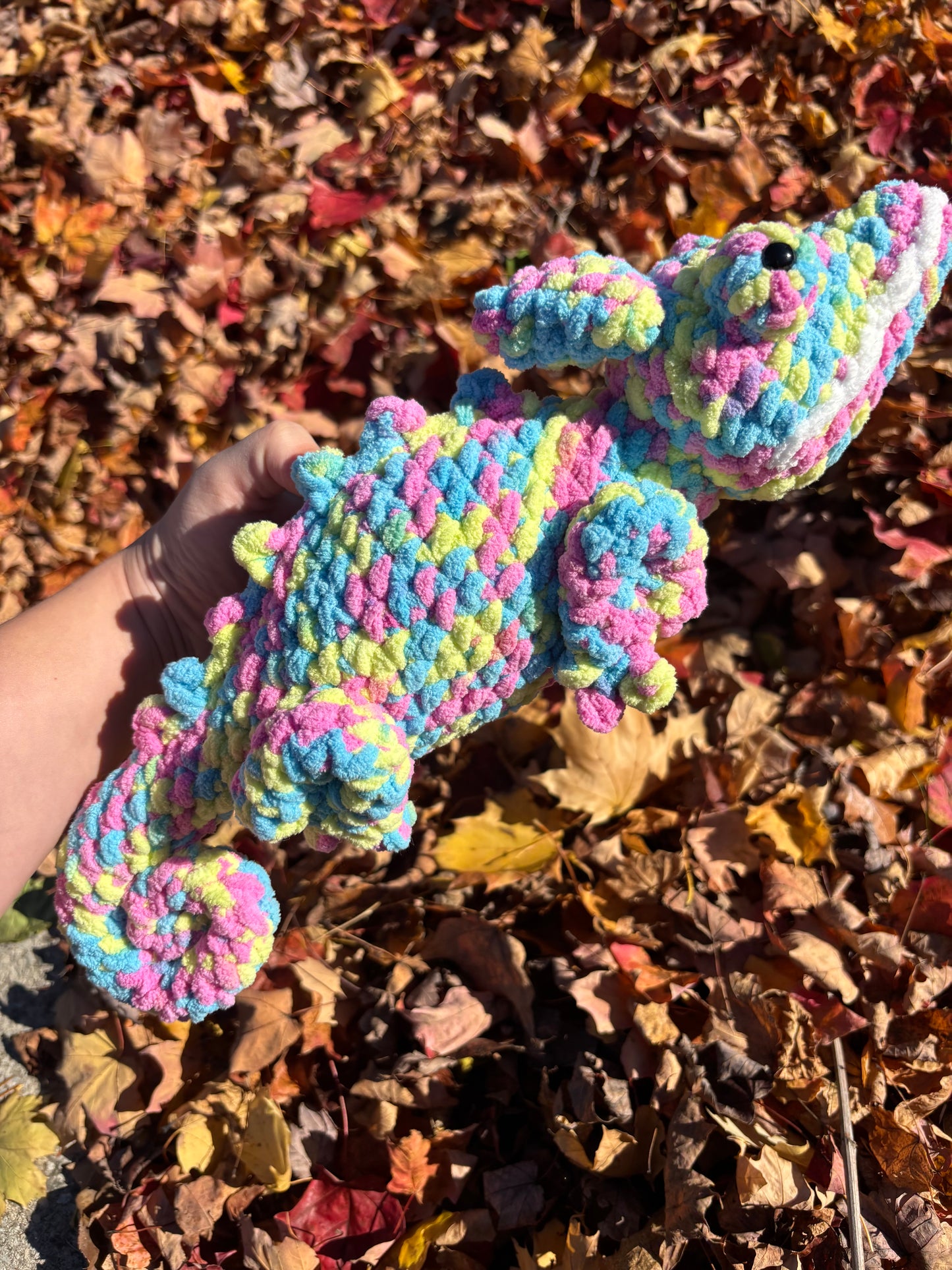 Cotton Candy Chameleon Crochet Plush