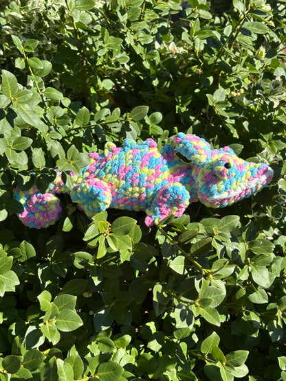 Cotton Candy Chameleon Crochet Plush