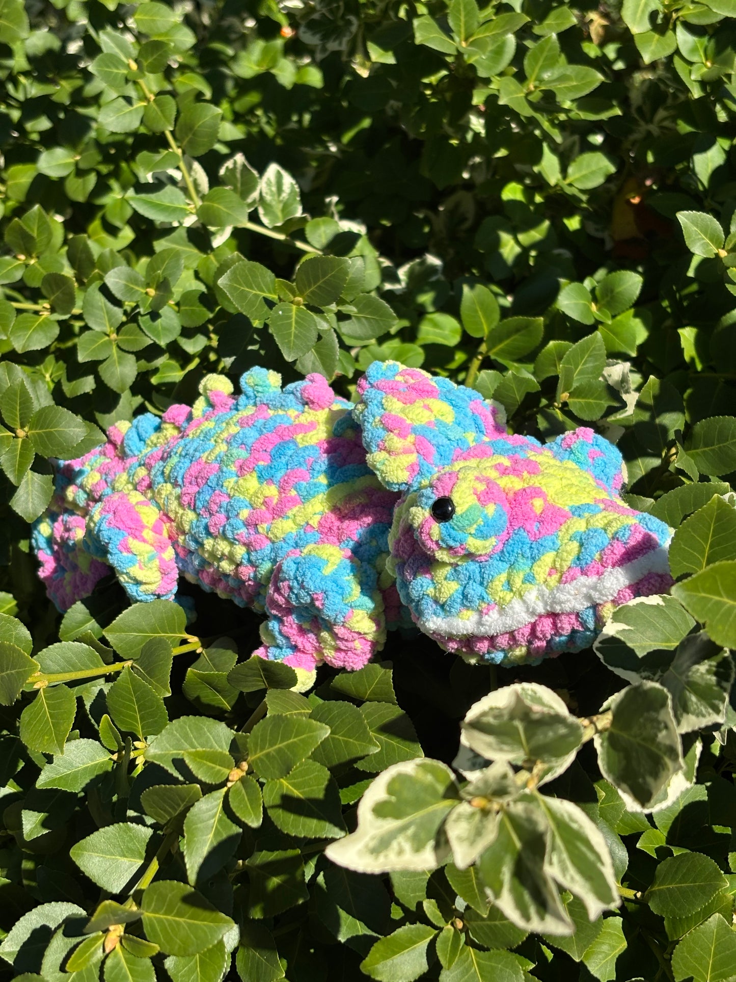 Cotton Candy Chameleon Crochet Plush