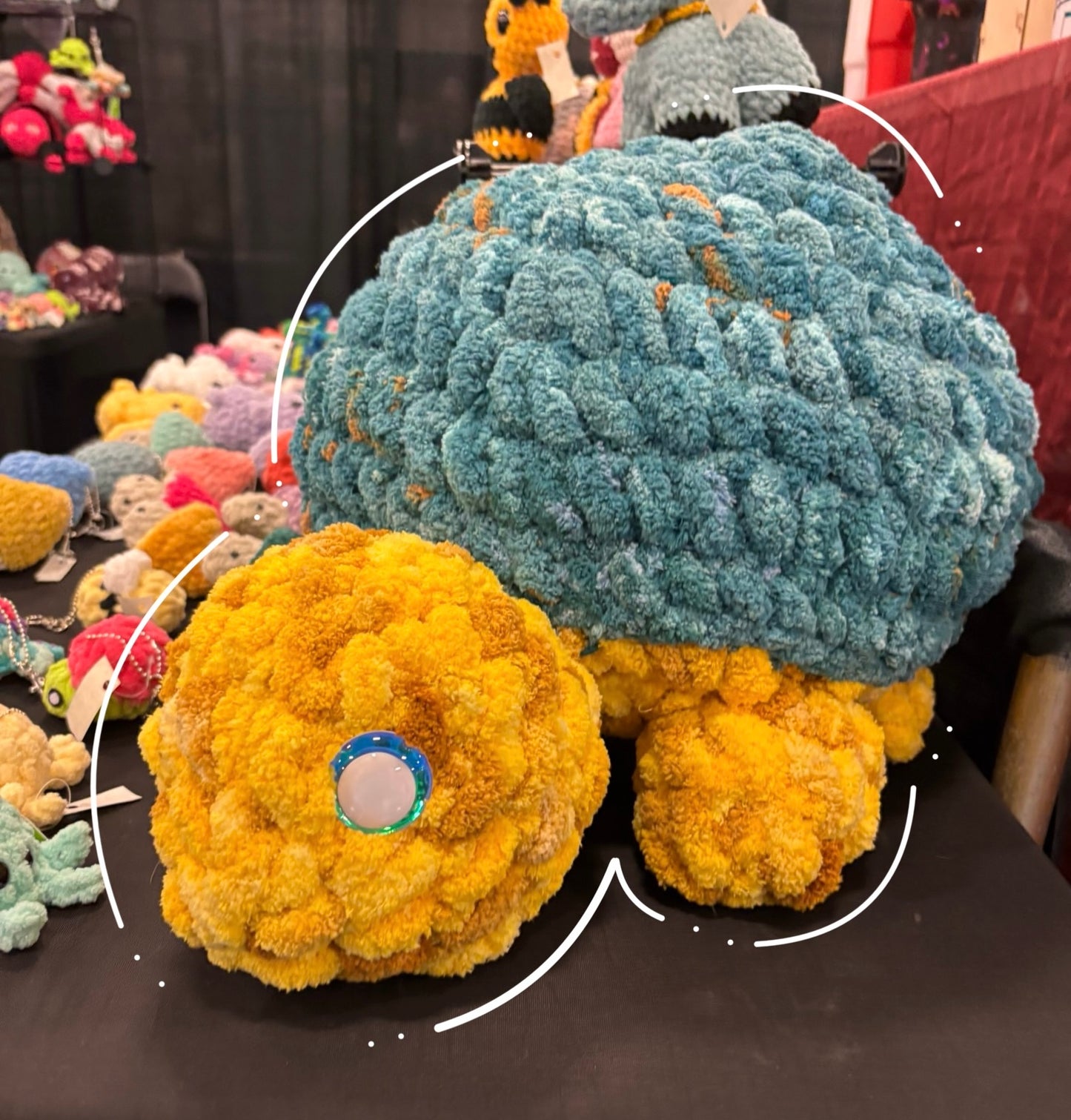XL Ocean Teal Tortoise Crochet Plush