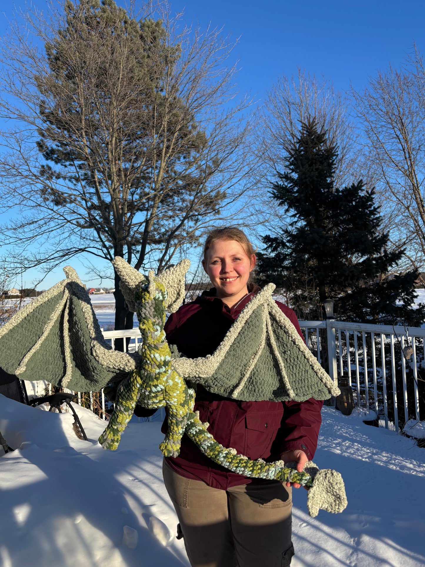 XL JUMBO Dragon Crochet Plush Mossy Forest Dragon