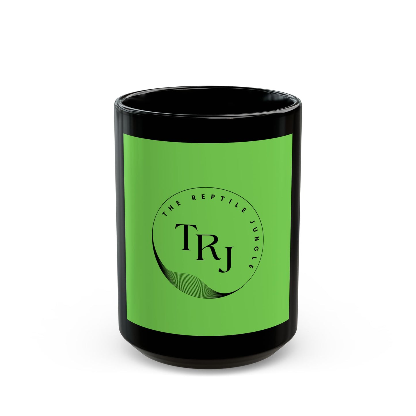 The Reptile Jungle Black Coffee Mug — TRJ Green Badge 11oz/15oz