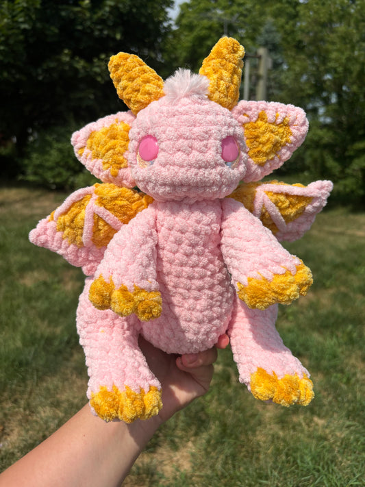 Pink & Gold Baby Dragon Crochet Plush