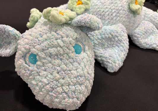 Blue Flower Plesiosaur Crochet Plush