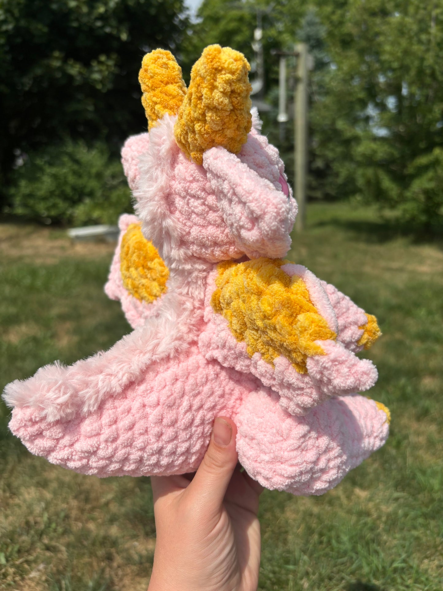 Pink & Gold Baby Dragon Crochet Plush