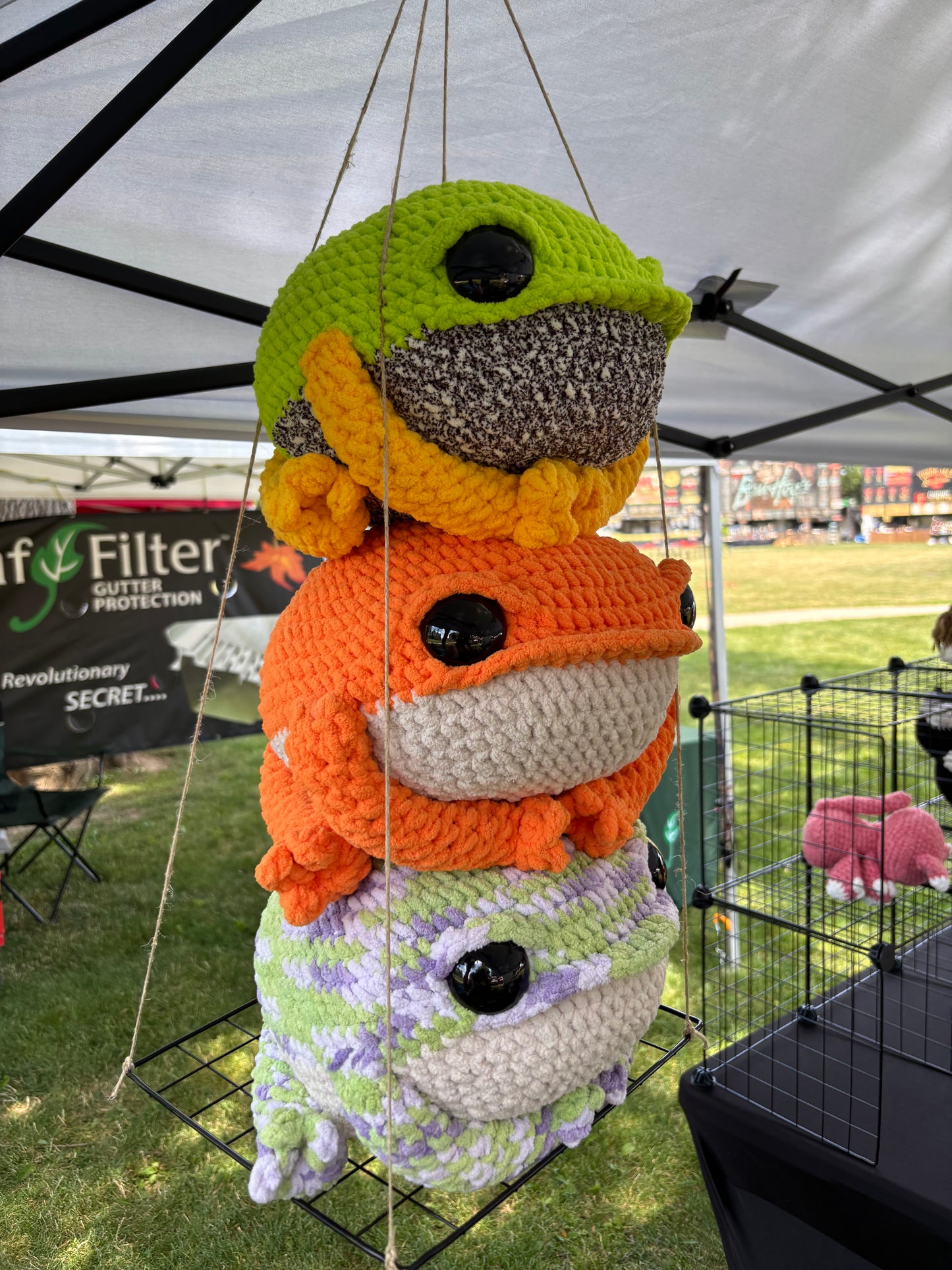 XL Jumbo Frog Crochet Plush: Green and Purple
