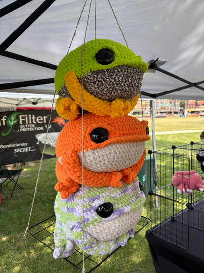 XL Jumbo Frog Crochet Plush: Green and Purple