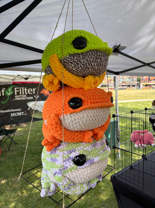 XL Jumbo Frog Crochet Plush: Lime Green