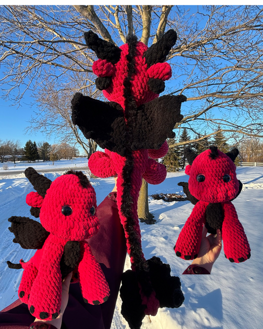 Red & Black Dragon Crochet Plush