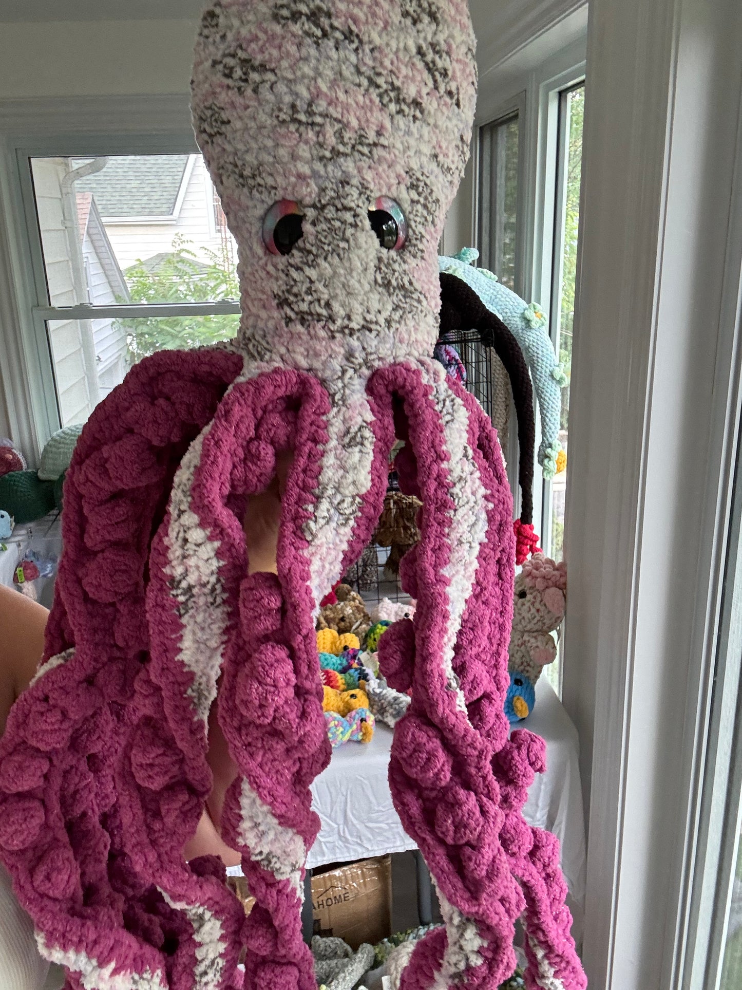 White & Pink Orla The Octopus Crochet Plush