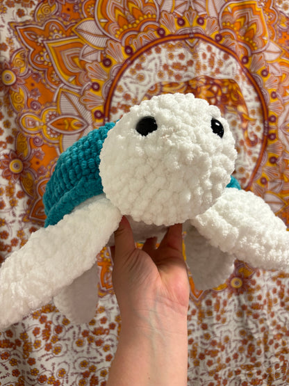 XL Sea Turtle Crochet: Blue