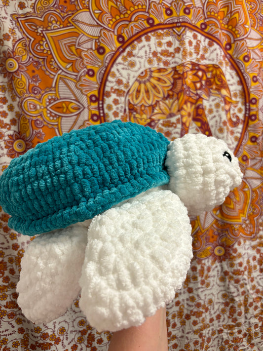 XL Sea Turtle Crochet: Blue