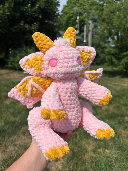 Pink & Gold Baby Dragon Crochet Plush