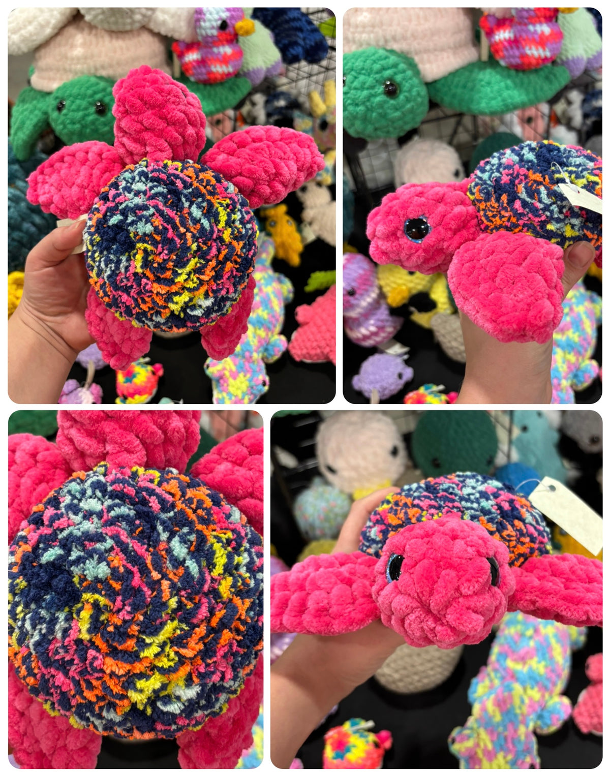 Simone's Turtle Collection Neon & Pink Sea Turtle Crochet Plush – The Reptile Jungle