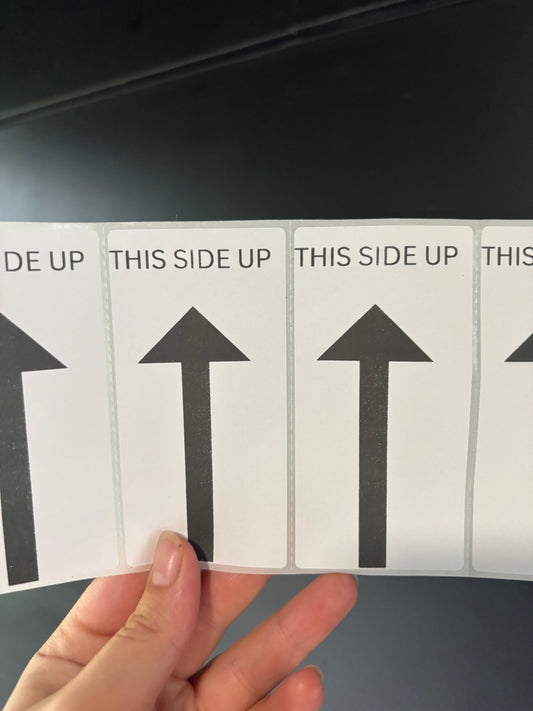 Sticker Label: This Side Up with Arrow