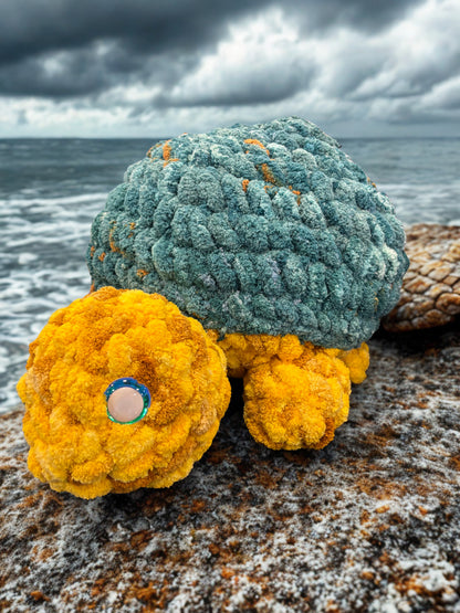 XL Ocean Teal Tortoise Crochet Plush